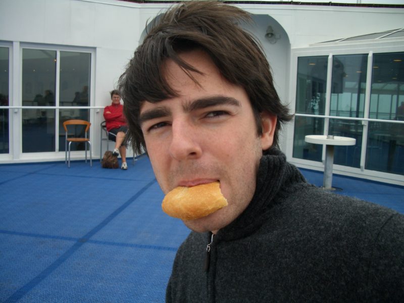 Matthias on the ferry to Denmark on the way to Sweden in 2005
