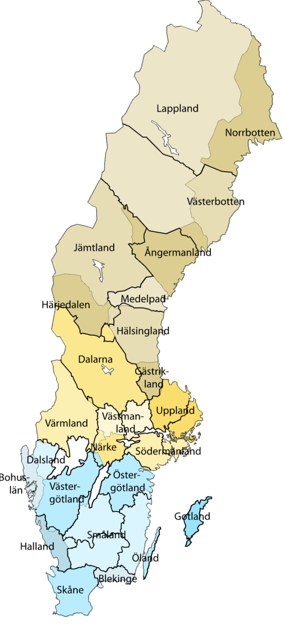 Schweden Karte Provinzen